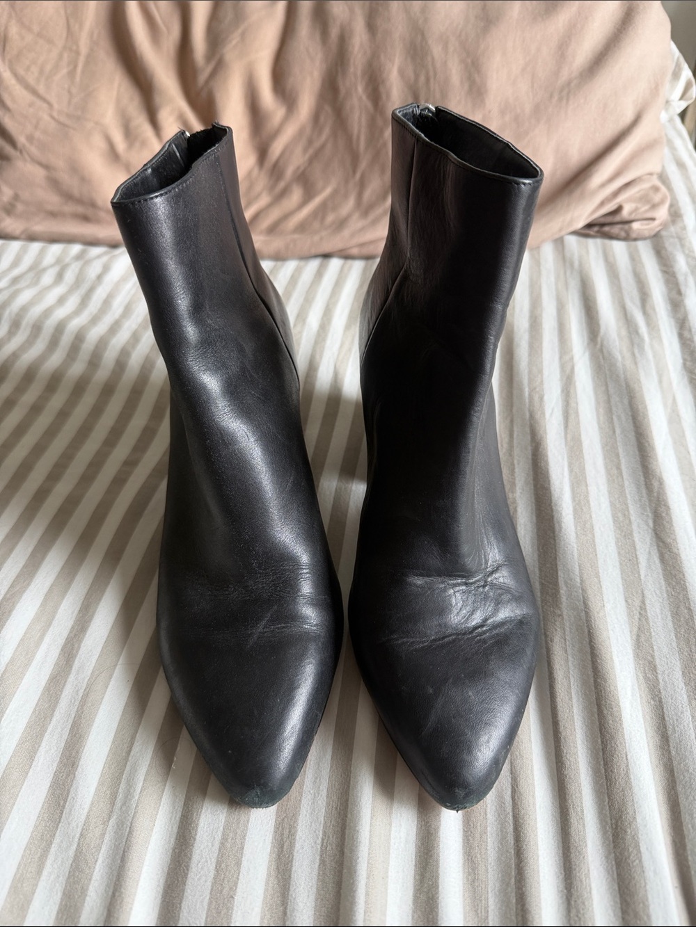 Dolce Vita Black Pointed Leather Ankle Boots